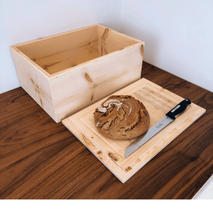 Zirbenbrotdose mit einem integrierten Stirnholzdeckel als Schneidebrett (Intarsie) "Schlicht"