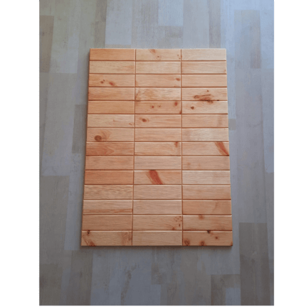 Teppich aus heimischem Zirbenholz. Format: B/L 60*90cm Lamellen geteilt.